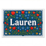 Lauren Name Art - Floral Farmhouse personalized wall print for kids