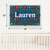 Lauren Name Art - Floral Farmhouse personalized wall print for kids