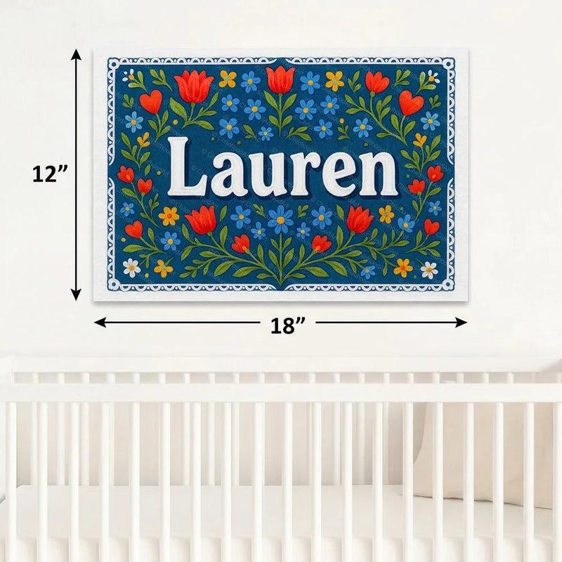 Lauren Name Art - Floral Farmhouse personalized wall print for kids