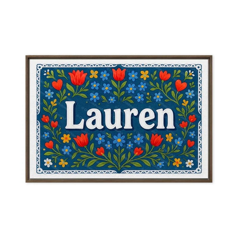 Lauren Name Art - Floral Farmhouse personalized wall print for kids