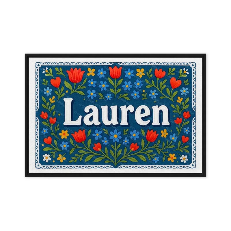 Lauren Name Art - Floral Farmhouse personalized wall print for kids