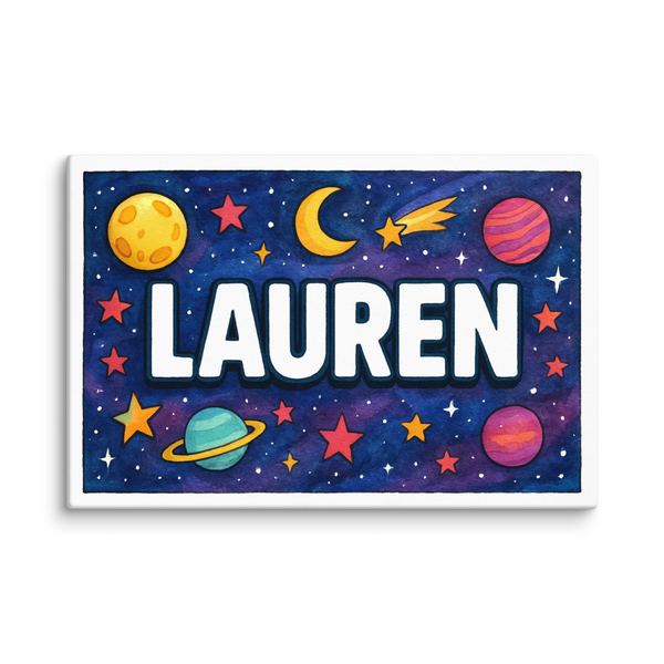 Lauren Name Art - Space Explorers Personalized Wall Art