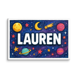 Lauren Name Art - Space Explorers personalized wall print for kids