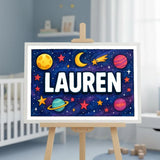 Lauren Name Art - Space Explorers personalized wall print for kids
