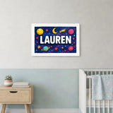 Lauren Name Art - Space Explorers personalized wall print for kids
