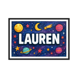 Lauren Name Art - Space Explorers personalized wall print for kids