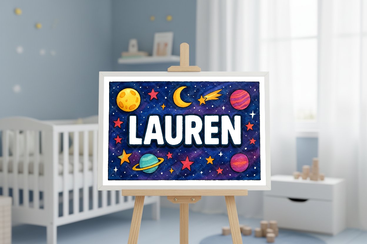 Personalized space name art for Lauren
