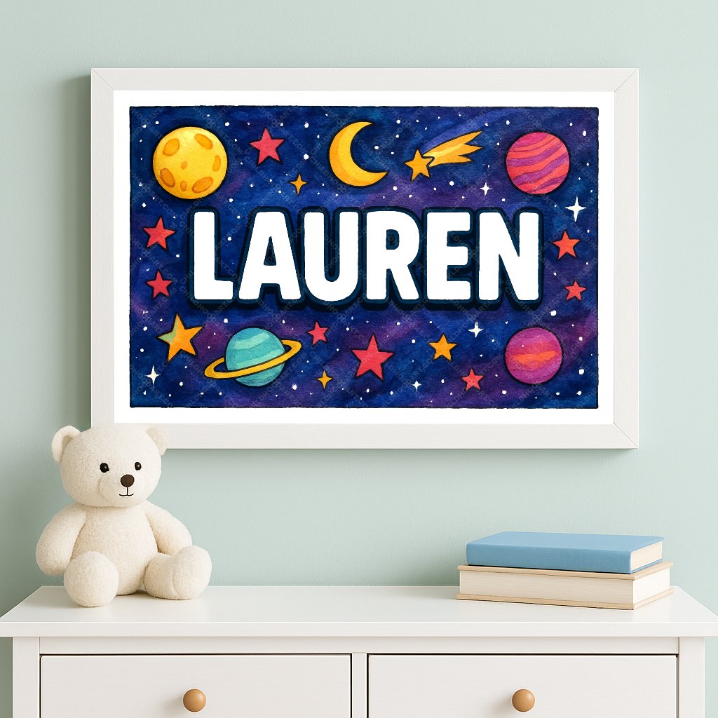 Personalized space name art for Lauren