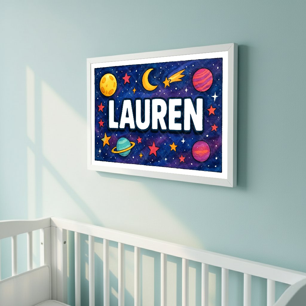 Personalized space name art for Lauren