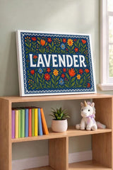 Lavender Name Art - Floral Farmhouse personalized wall print for kids