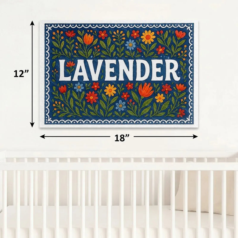 Lavender Name Art - Floral Farmhouse personalized wall print for kids