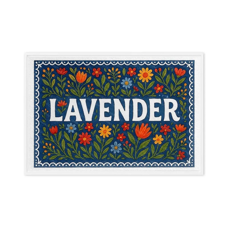 Lavender Name Art - Floral Farmhouse personalized wall print for kids