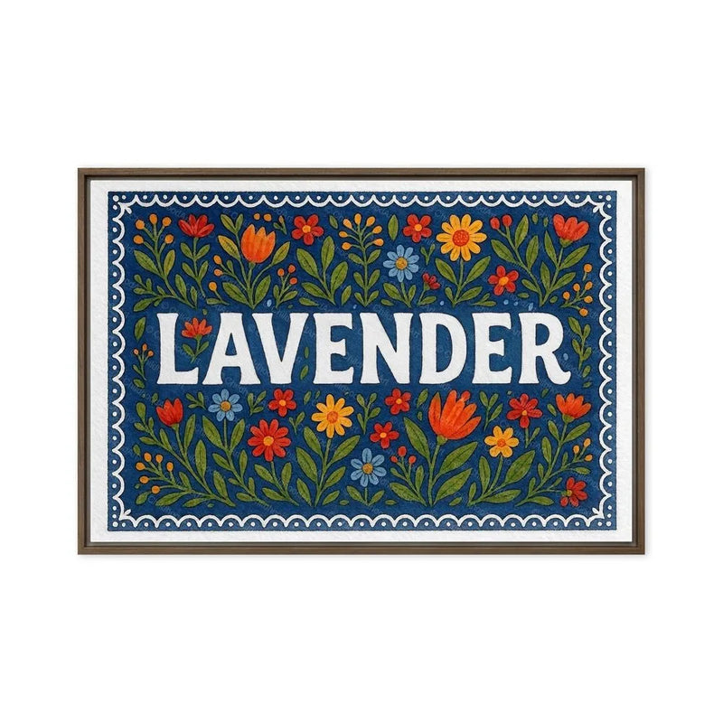 Lavender Name Art - Floral Farmhouse personalized wall print for kids
