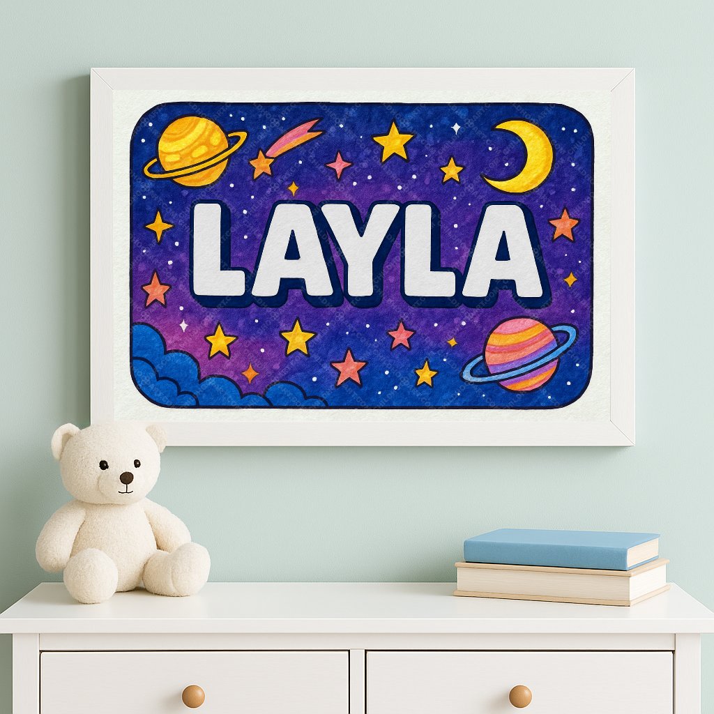 Personalized space name art for Layla