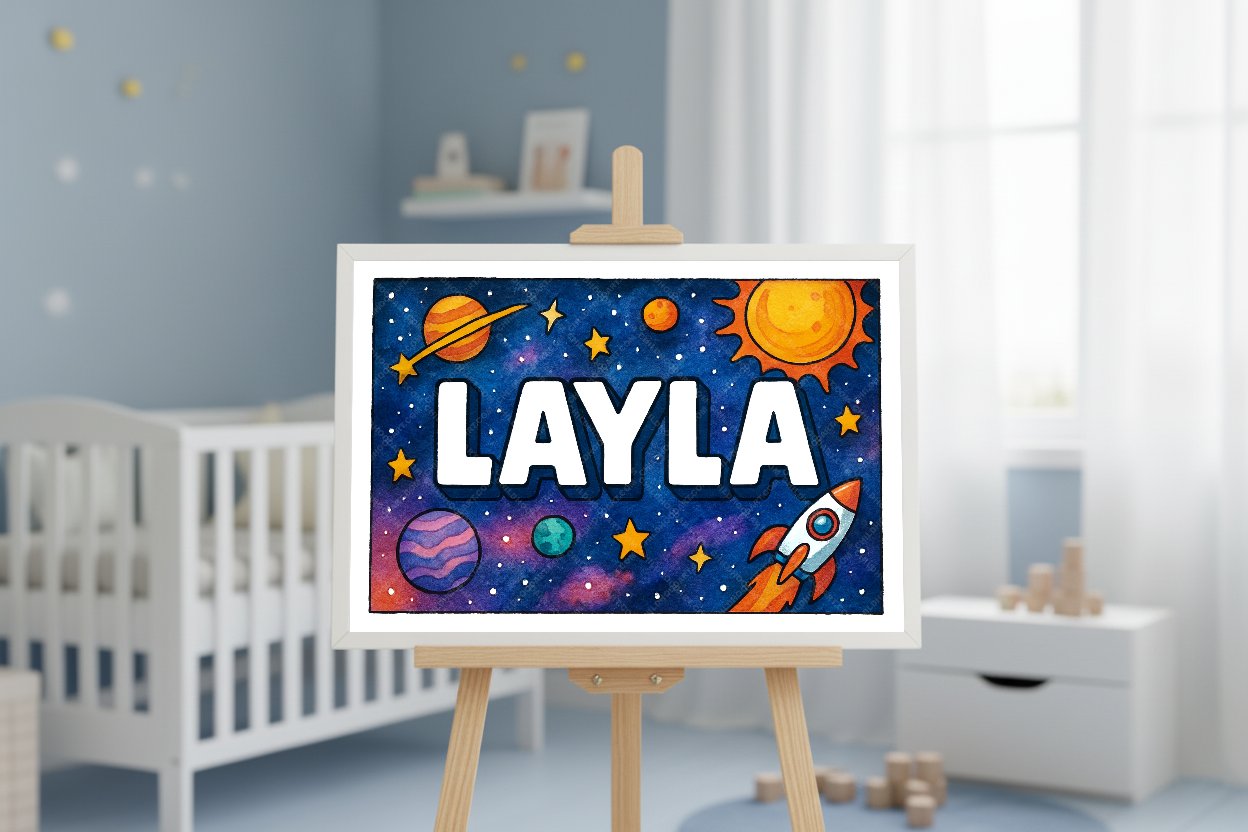 Personalized space name art for Layla