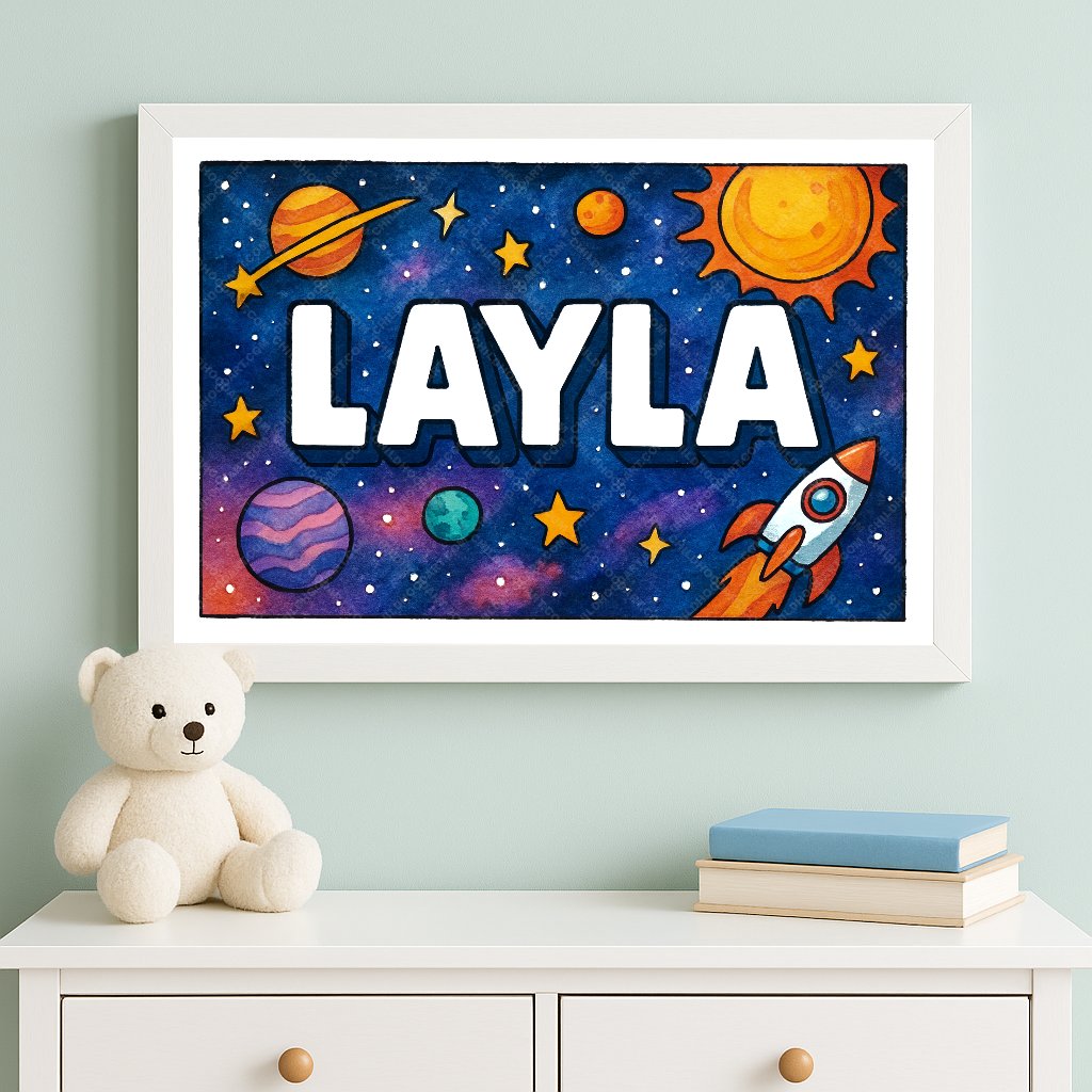 Personalized space name art for Layla
