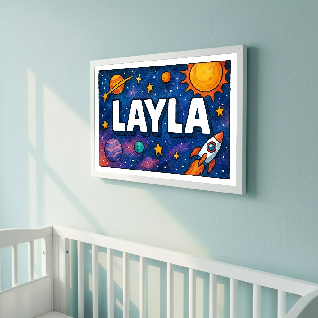 Personalized space name art for Layla