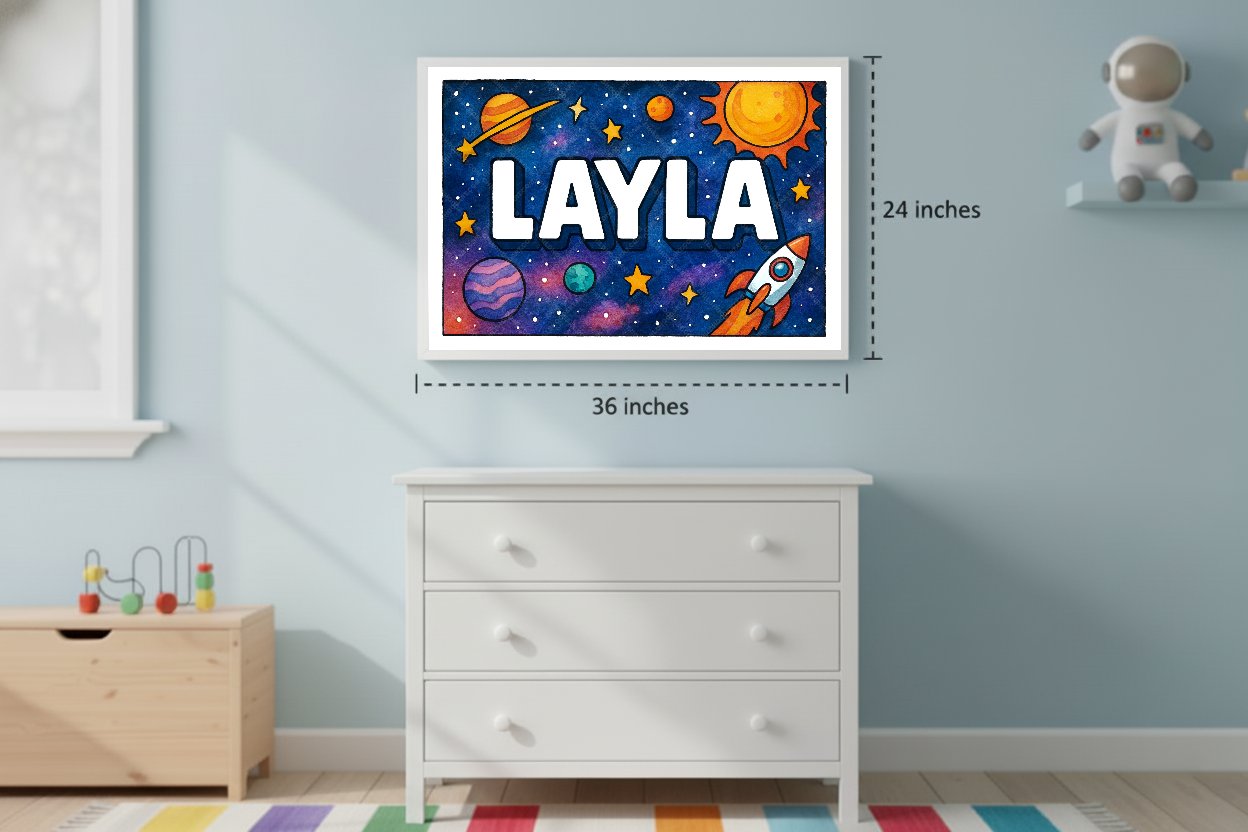 Personalized space name art for Layla