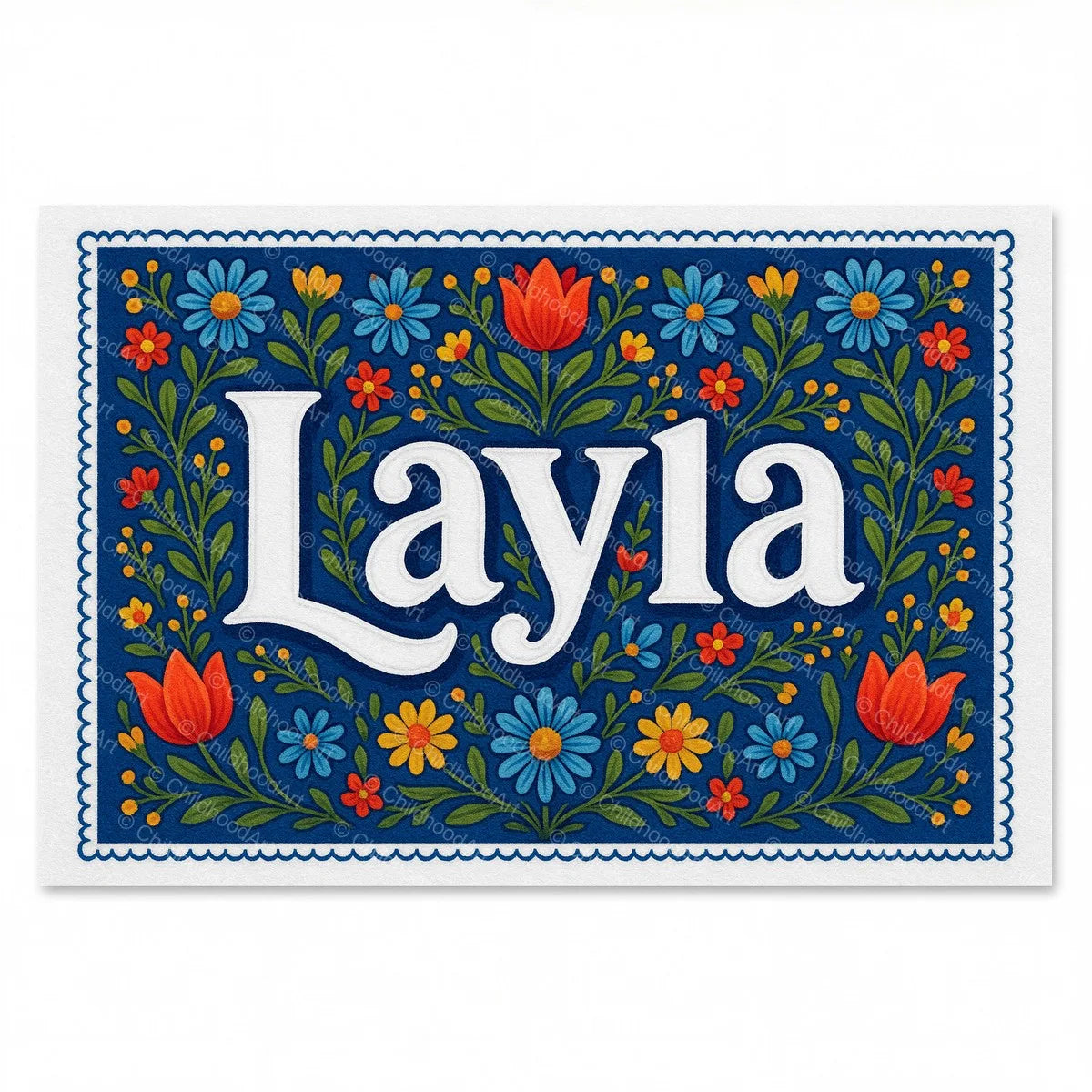 Layla Floral Farmhouse Name Art - Full size image