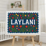 Laylani Name Art - Floral Farmhouse personalized wall print for kids