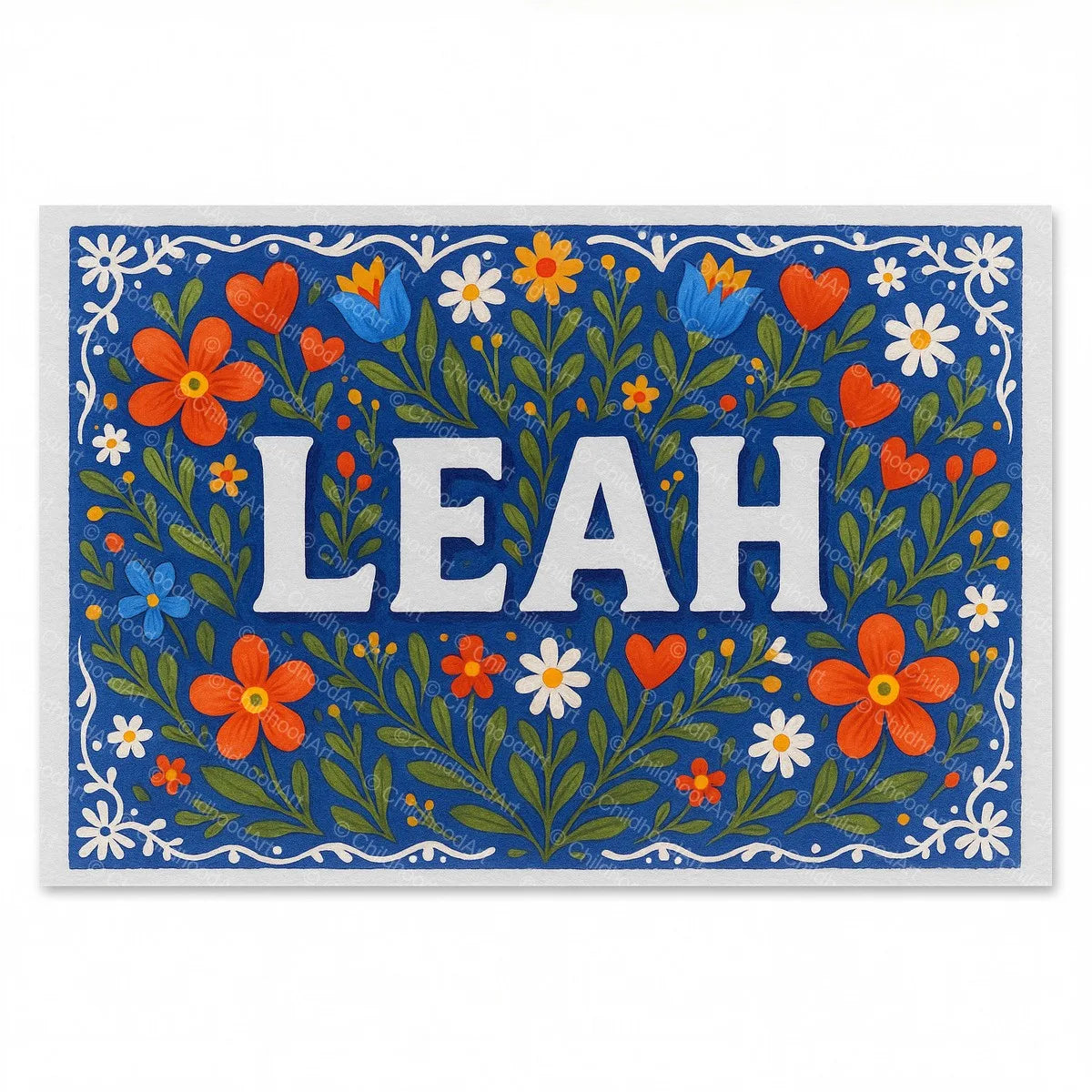 Leah Floral Farmhouse Name Art - Full size image