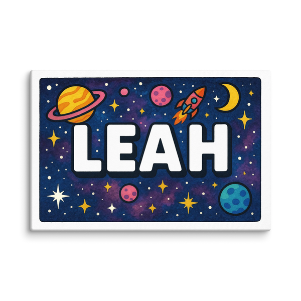 Leah Name Art - Space Explorers Personalized Wall Art