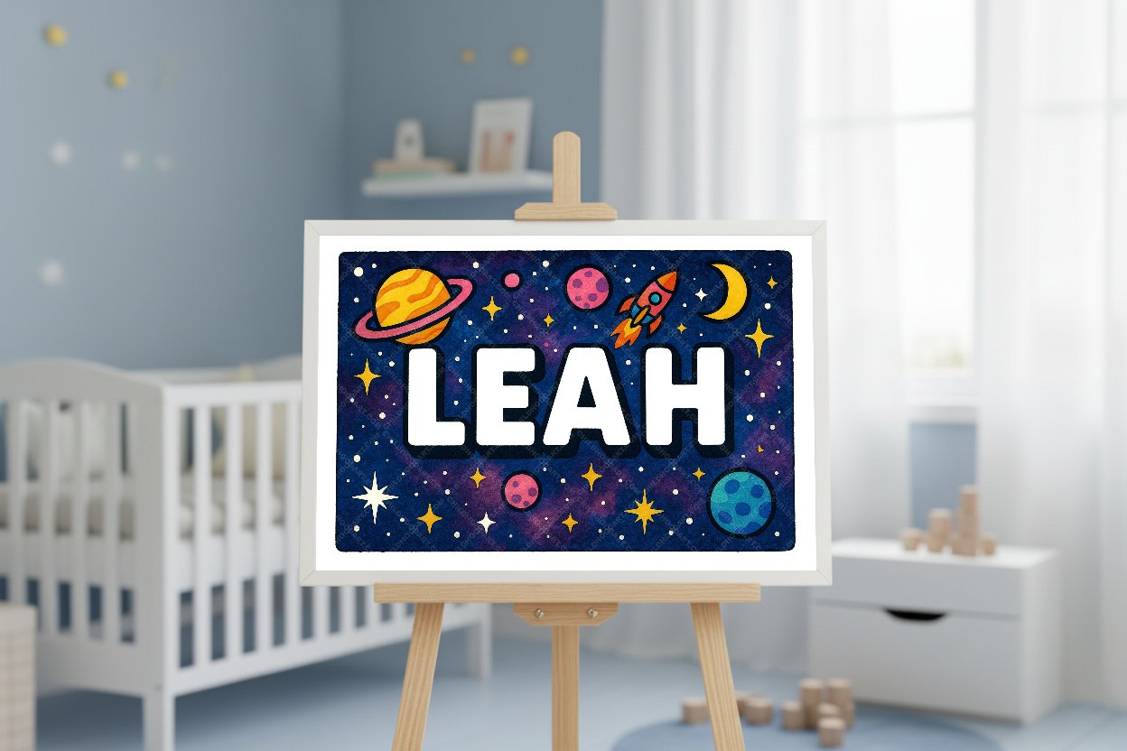 Personalized space name art for Leah