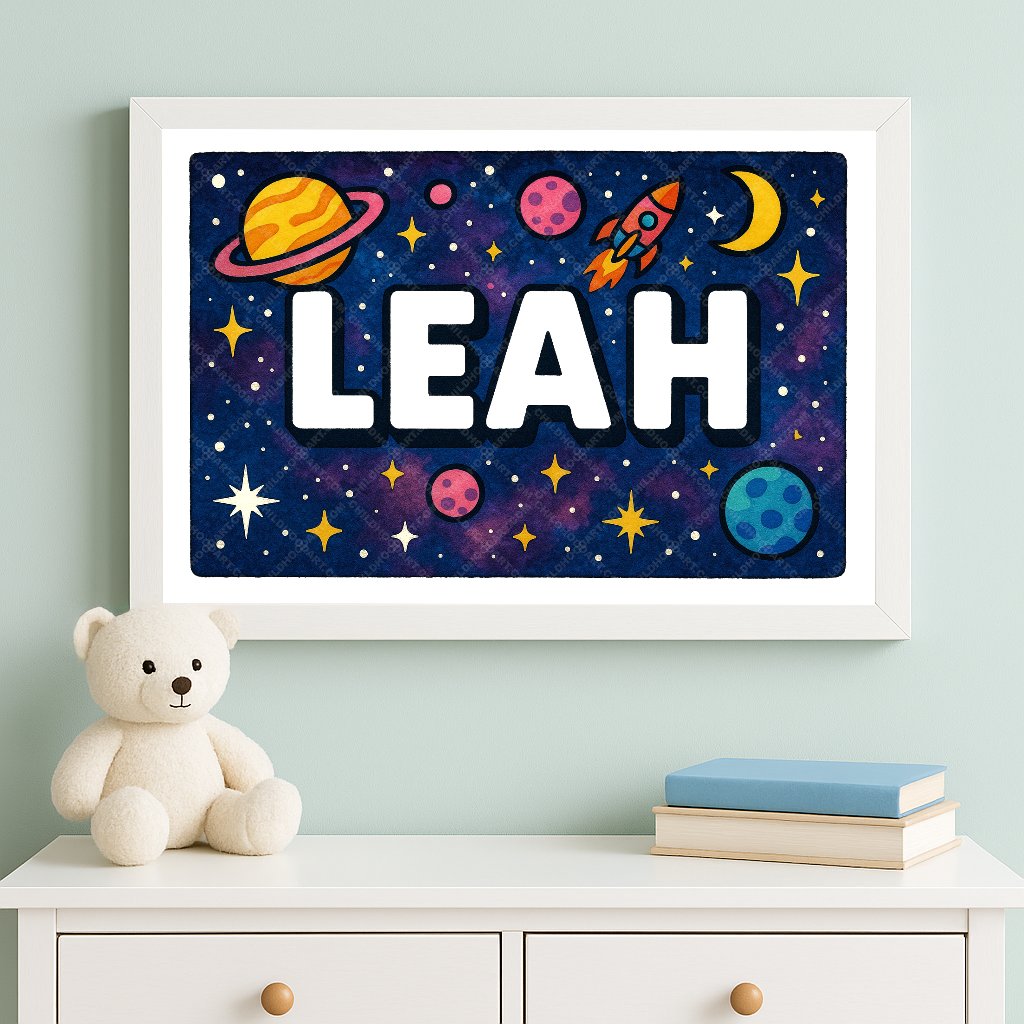 Personalized space name art for Leah