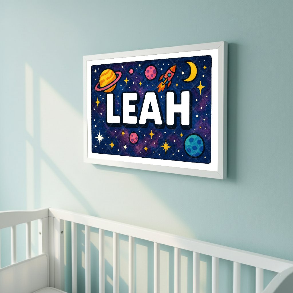 Personalized space name art for Leah