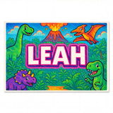 Leah Name Art - Dinosaur Adventure personalized wall print for kids
