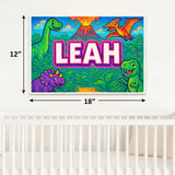 Leah Name Art - Dinosaur Adventure personalized wall print for kids