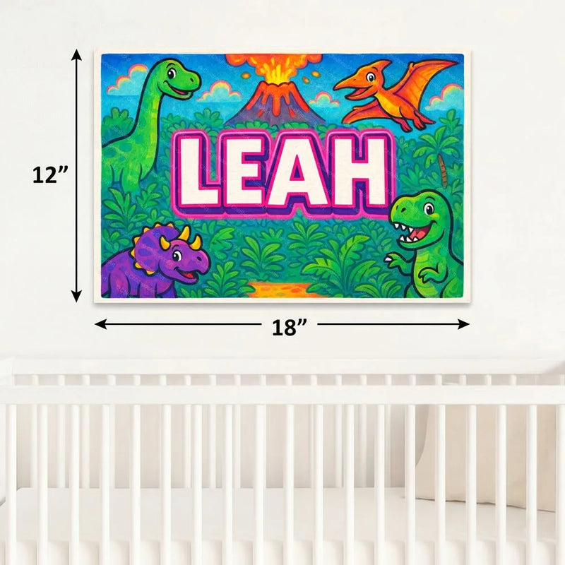 Leah Name Art - Dinosaur Adventure personalized wall print for kids