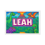 Leah Name Art - Dinosaur Adventure personalized wall print for kids