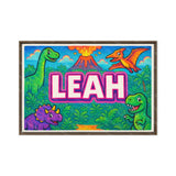 Leah Name Art - Dinosaur Adventure personalized wall print for kids