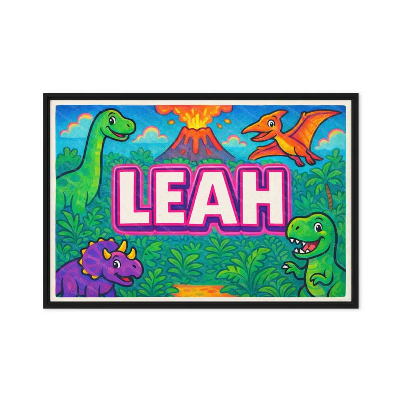 Leah Name Art - Dinosaur Adventure personalized wall print for kids