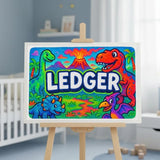 Ledger Name Art - Dinosaur Adventure personalized wall print for kids