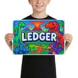 Ledger Name Art - Dinosaur Adventure personalized wall print for kids