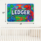 Ledger Name Art - Dinosaur Adventure personalized wall print for kids