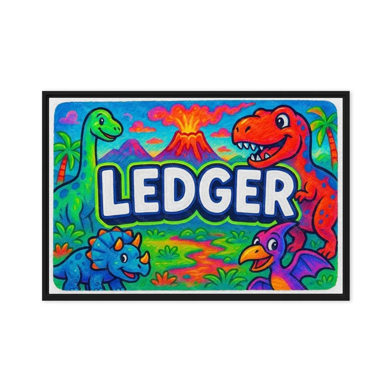 Ledger Name Art - Dinosaur Adventure personalized wall print for kids