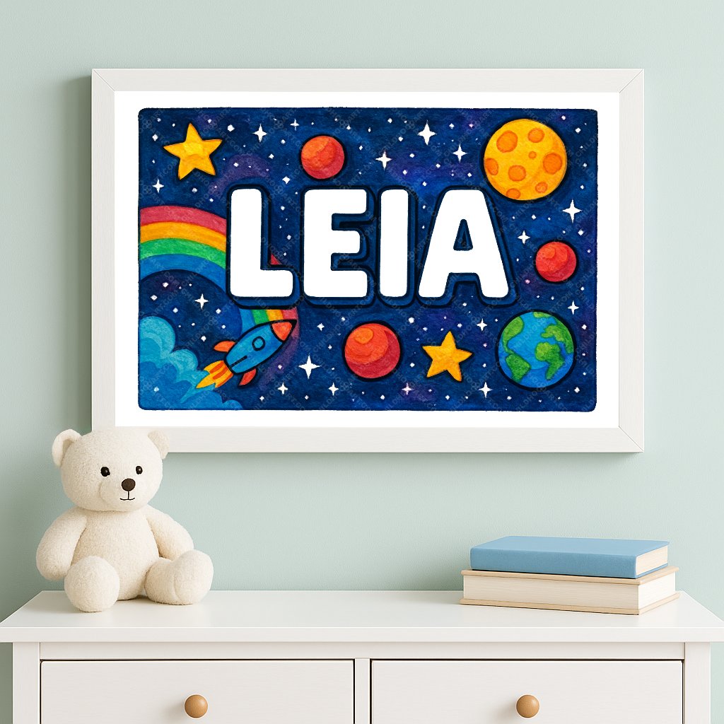 Personalized space name art for Leia