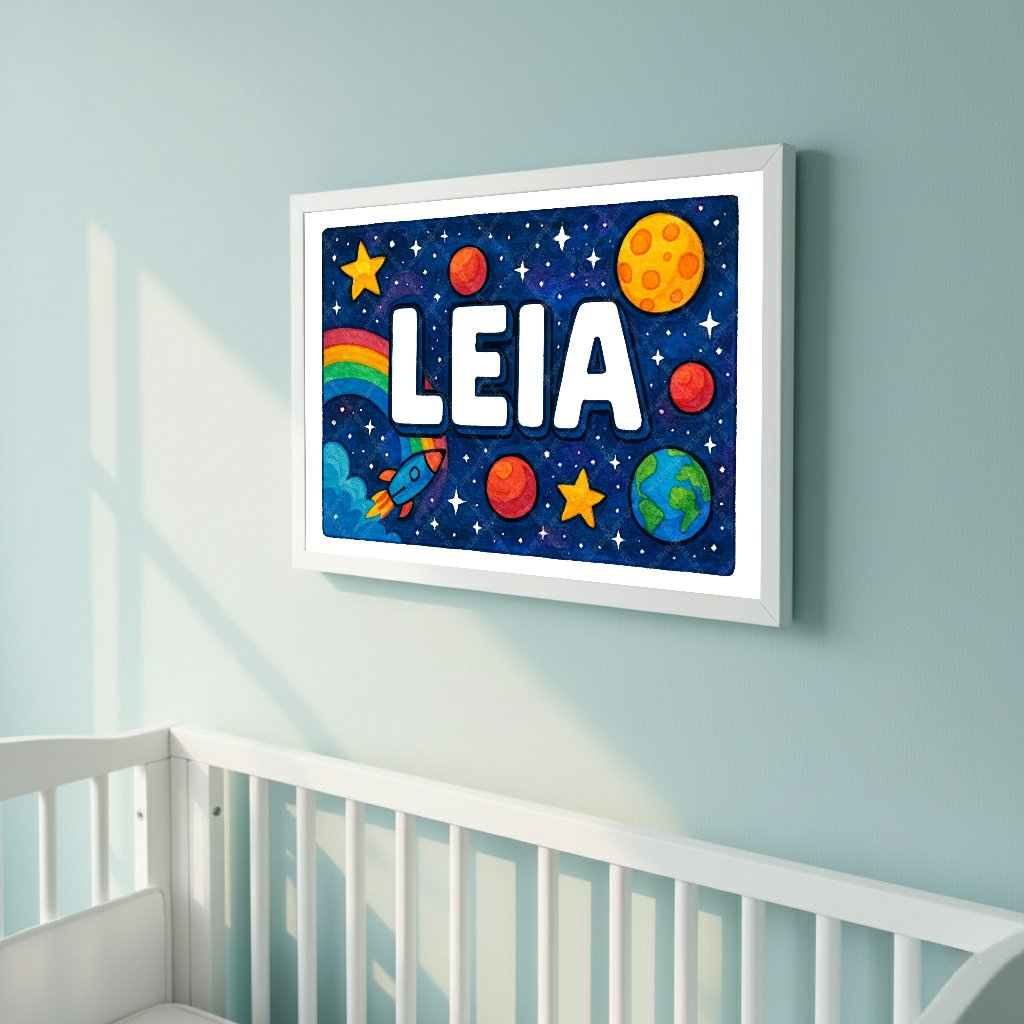 Personalized space name art for Leia