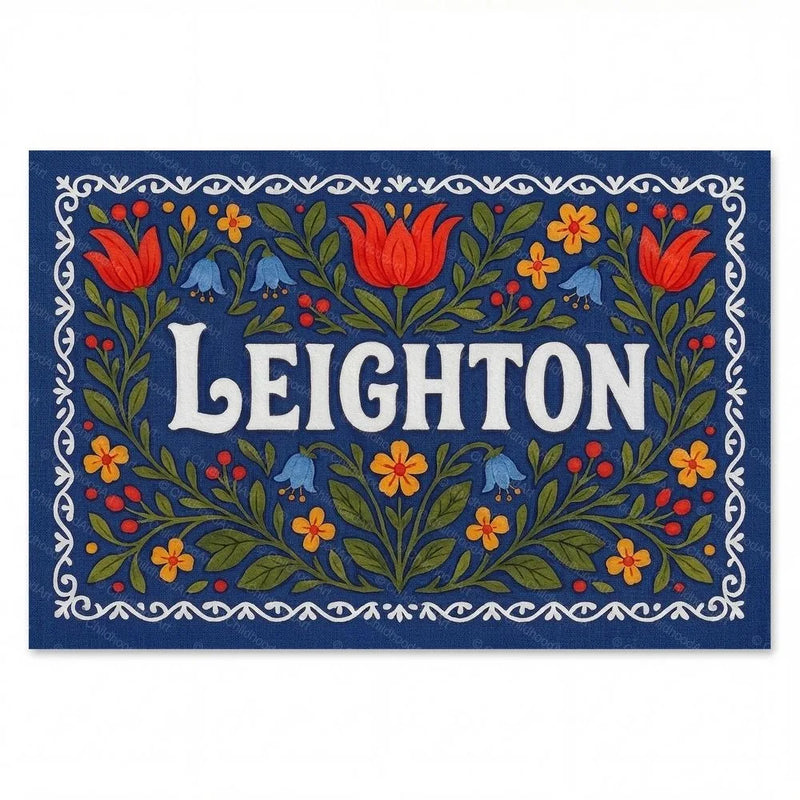 Leighton Name Art - Floral Farmhouse personalized wall print for kids