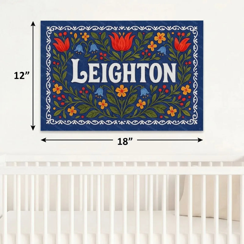 Leighton Name Art - Floral Farmhouse personalized wall print for kids