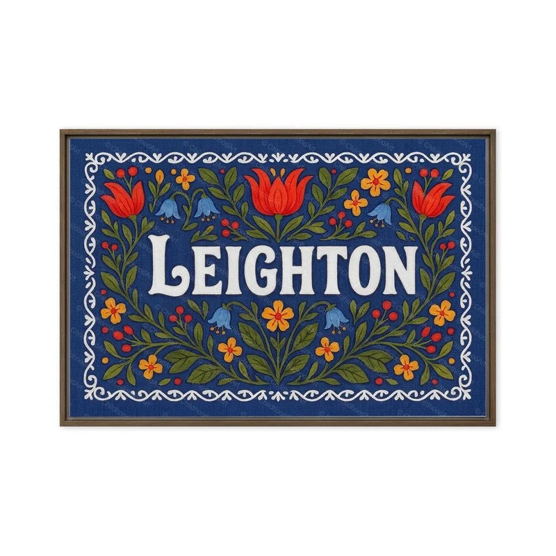 Leighton Name Art - Floral Farmhouse personalized wall print for kids