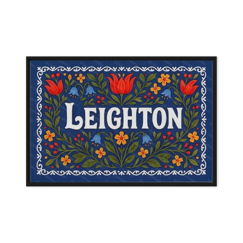 Leighton Name Art - Floral Farmhouse personalized wall print for kids