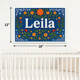 Leila Name Art - Floral Farmhouse personalized wall print for kids