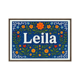Leila Name Art - Floral Farmhouse personalized wall print for kids