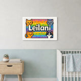 Leilani Name Art - Colorful Cats personalized wall print for kids