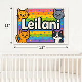 Leilani Name Art - Colorful Cats personalized wall print for kids