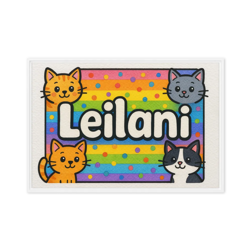 Leilani Name Art - Colorful Cats personalized wall print for kids